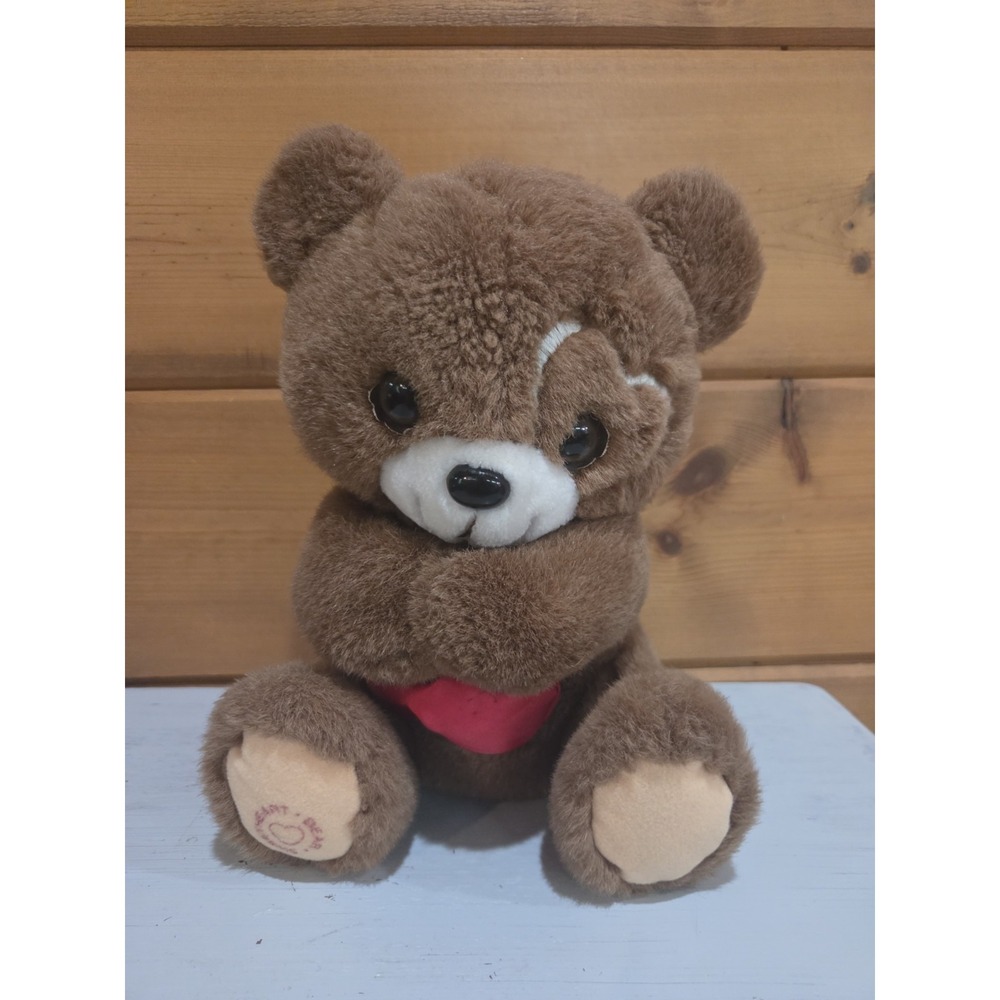 Vintage 1984 Applause Sweetheart Brown Bear 7" Plush Heart Patch‎ E41